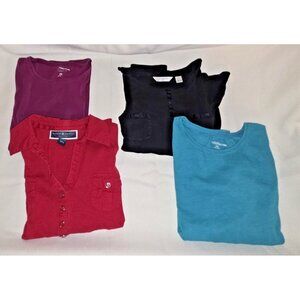 Lot of 4 Womens Petite Medium PM Long Sleeve / 3/4 Sleeve Shirts Casual